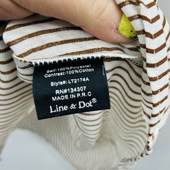 Line & Dot Womens Size Medium Sleeveless Striped Tasseled Cowl Neck Blouse 1318 - Picture 4 of 6